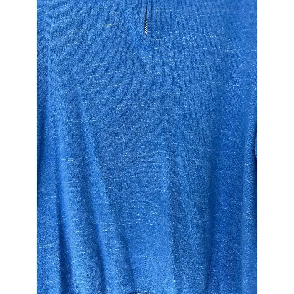 J.Crew Men's Blue Cotton Office Work‎ Raglan Half Zip Pullover Sweater Large